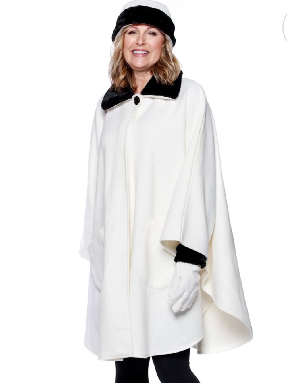 Appleseed's White Cape with Black Trim